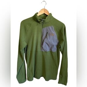 The‎ North Face Flash Dry 1/2 Zip Fleece Jacket Sweatshirt Green Gray Size Large